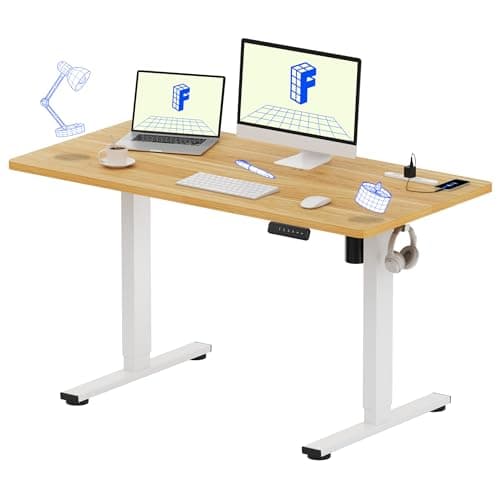 FlexiSpot 電動昇降デスク EF1Pro USB&コンセント付き フック メモリ機能 耐荷重60kg 5年保証 120*60cm 白+メープル