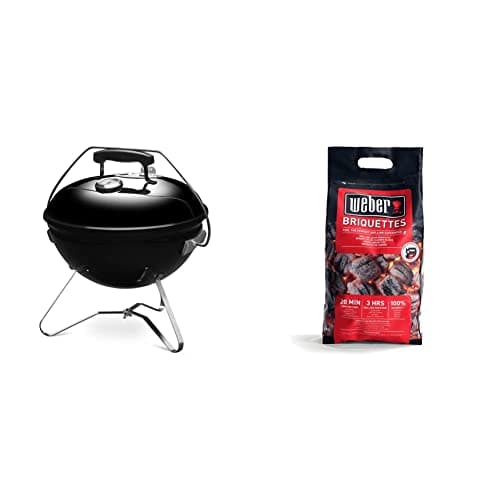 Weber(ウェーバー) バーベキュー コンロ 直径37cm スモーキージョープレミアム キャンプ 焚火台 4-6人用【日本正規品10年保証】1121308 / 温度計付き 1121308 黒 37㎝+ 炭4kg【日本正規品】 17590 黒