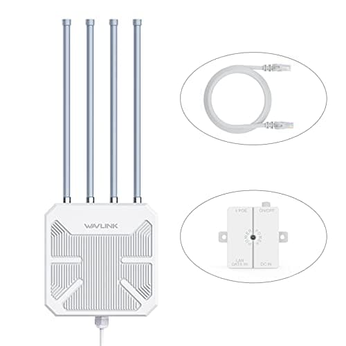 WAVLINK WiFi6 屋外メッシュルーター/AP/中継器、デュアルバンド2.4G+5G AX1800M PoE付き長距離屋外WiFiメッシュエクステンダー/4x8dBiハイゲインアンテナ/IP67耐候性エンクロージャー/シグナルブースターアンプ