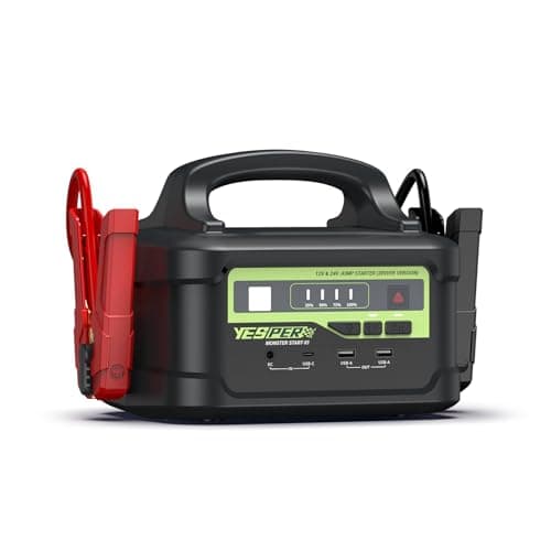 YESPER ジャンプスターター 12V/24V車用 プロ 大型トラック対応 58800mAh ガソリン/ディーゼル車 大容量 長寿命 1.5時間満充電 わずか4.3KG トラックバッテリーの救世主 バッテリーあがりに LEDライト搭載 -40℃~60℃に対応 車緊急始動 安全保護機能付き PSE認証 取扱説明書 メーカー保証 MONSTER START X1