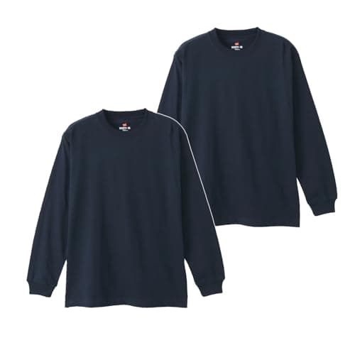 Tシャツ 長袖 丸首 BEEFY-T 綿100% 丸胴仕様 タグレス仕様 ビーフィロングスリーブTシャツ 2枚組 肉厚生地 無地 H5186-2-370-L