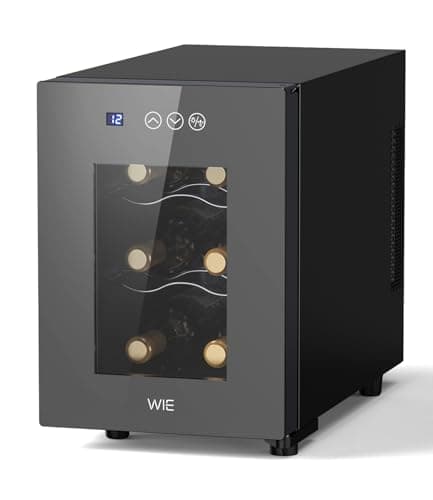 WIE ワインセラー 6本収納 省エネ エコ 振動抑制 恒温保湿 安定性能 【PSE安全認証+2層紫外線UVカット強化グラス】 コンパクトモデル 日本チップ ワインクーラー 缶ビール 日本酒保存 温度設定 家庭業務用