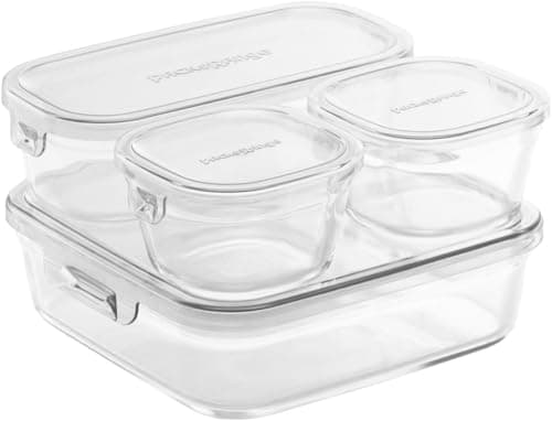 【Amazon.co.jp限定】 iwaki(イワキ) 耐熱ガラス 保存容器 電子レンジ オーブン 4個セット アーバンクリア パック&レンジ F-PRN4UCL2 グラタン皿 耐熱容器 耐熱皿