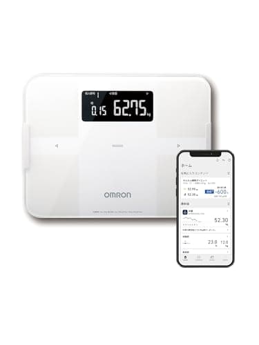 オムロン 体重 体組成計 カラダスキャン ホワイト KRD-603T2-W スマホ連動 データ自動転送自動認識 乗るだけで測定開始 50g単位 BMI 骨格筋率 体脂肪率