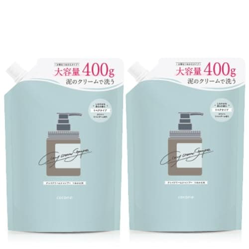 cocone クレイクリームシャンプー 補修 保湿 ダメージケア 詰替 ホワイトラベンダー 400ml×2袋 hugkumi+