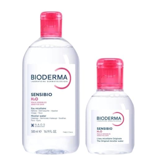 【正規品】ビオデルマ(Bioderma)サンシビオ エイチツーオー D(H2O) 500mL+100mL セット 敏感肌用 クレンジング水(大容量 トラベルサイズ 洗顔 メイク落とし クレンジングウォーター 敏感肌用 無香料 無着色 エチルアルコール、オイル、パラベン無添加 弱酸性)