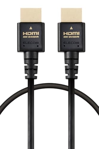 エレコム HDMI ケーブル 1m 細い ウルトラハイスピード 4K(120Hz) 8K(60Hz) 【Ultra High Speed HDMI Cable認証品】 48Gbps 超高速 テレビ・パソコン・ゲーム機などに 7680×4320 eARC 黒 ECDH-HD21ES10BK