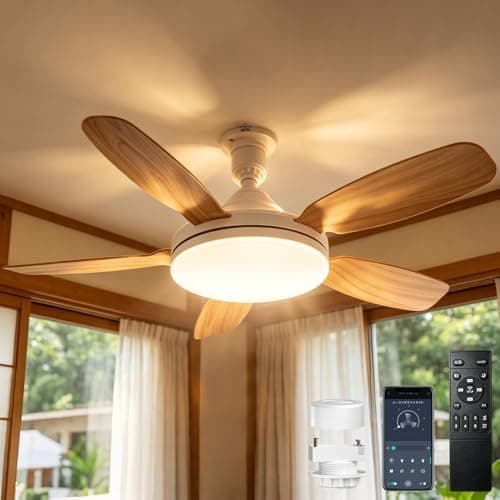 TENKOO&YOU シーリングファンライト Φ81cm 5000lm 44W 10畳 E26 扇風機 LED 正逆回転 APP/2.4Gリモコン付き