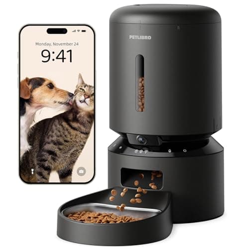 PETLIBRO 自動給餌器 猫用 カメラ付き 自動餌やり器 犬 1080P 暗視機能 自動餌遣り器 スマホ遠隔操作 双方向会話 2.4G 5G WiFi対応 詰まり防止センサー フード残量不足検知 動体検知 音声検知 ペット見守り ステンレス製ボウル 大容量 5L ブラック