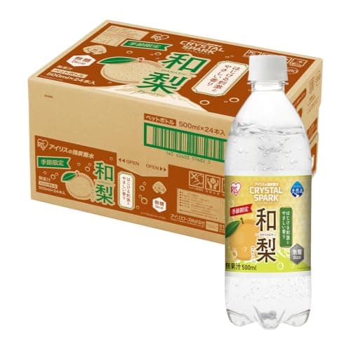 CRYSTAL SPARK(クリスタルスパーク) 炭酸水 500ml ×24本 和梨フレーバー 強炭酸水 アイリスオーヤマ ケース 500ml ボトル 割り材