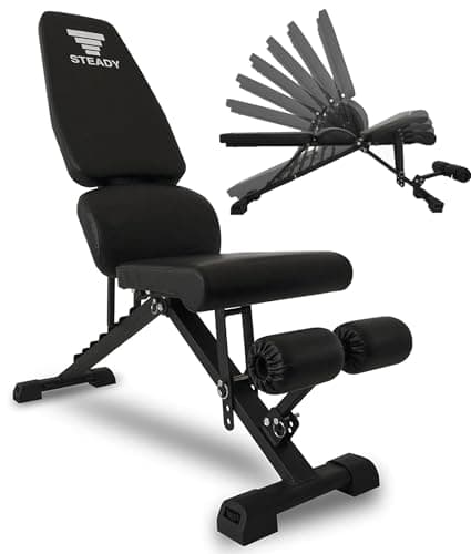 STEADY トレーニングベンチ スタンダードモデル ST140 【耐荷重300kg/背面×座面の角度調整/折畳み可/独自構造の腰保護パッド】