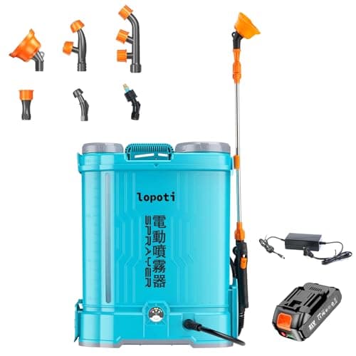 lopoti 電動噴霧器 背負い式 16/20L バッテリー式(マキタ互換対応)かき混ぜ機能付き ノズル6種付 3KG 軽量 圧力調整 残量表示 伸縮チューブ 連続自動噴霧 低騒音 除草 防除 消毒 掃除 園芸 (16L)