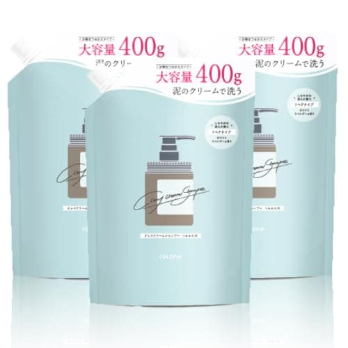 cocone クレイクリームシャンプー 補修 保湿 ダメージケア 詰替 ホワイトラベンダー 400ml×3袋 hugkumi+