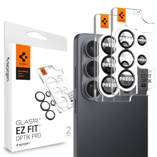 Spigen Galaxy S26 Ultra カメラ保護フィルム 2枚入 強化ガラス 貼り付けキット付き レンズプロテクター Optik Pro AGL11071 (ブラック)