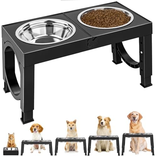 Aystkniet犬 食器台 ペット 餌台 ステンレスボウル 4段階 高さ調節可能 食器 エサ台 餌入れ 犬 ご飯台 フードボウル 台 お皿 中型犬 大型犬 ペット用品 食器 フードスタンド付き 快適な食事姿勢 ペット皿 滑り止め 給餌容器 給水容器 コンパクト ボウル 取り外し可能 ボウル2個 給餌 水やり 折り畳んで収納 洗いやすい