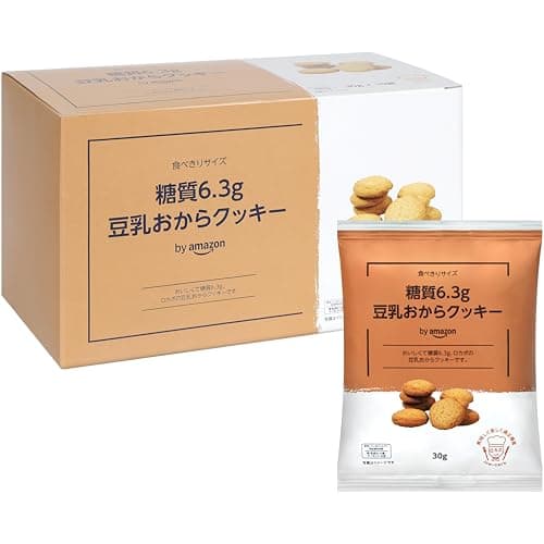 by Amazon ロカボクッキー 豆乳おから プレーン 30g x 10袋 糖質6.3g プロテイン入り