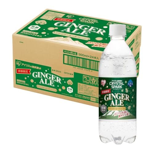 CRYSTAL SPARK(クリスタルスパーク) 炭酸水 500ml ×24本 ジンジャーエールフレーバー 強炭酸水 アイリスオーヤマ ケース 500ml ボトル 割り材