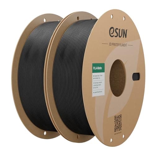 eSUN アップグレード版 マット PLA フィラメント 1.75mm、マット PLA 3D プリンタ フィラメント、光沢のないカラー、フロステッドテクスチャー、1KG スプール (2.2 LBS) 3D プリンティング フィラメント、マットディープブラック*2