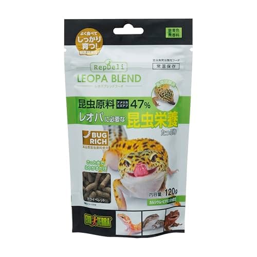 EXO TERRA GEX EXOTERRA レオパブレンドフード120g 昆虫原料47% アメリカミズアブ使用 高嗜好性 高たんぱくフード ふやかして与えるドライペレットタイプ