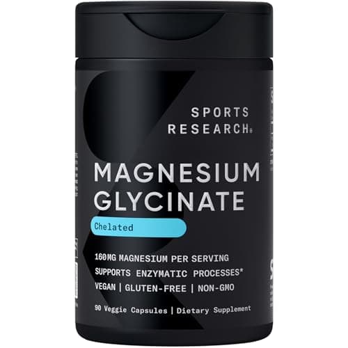 Sports Research, グリシン酸マグネシウム、ベジカプセル90粒(1粒あたり80mg)