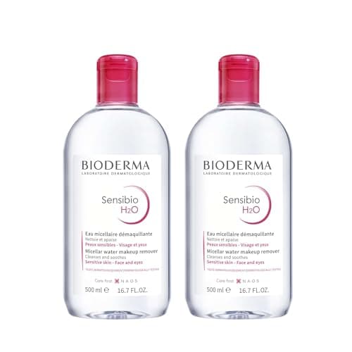 【正規品】ビオデルマ(Bioderma)サンシビオ エイチツーオー D(H2O) 500mL×2本セット 敏感肌用 クレンジング水(大容量 洗顔 メイク落とし クレンジングウォーター 敏感肌用 無香料 無着色 エチルアルコール、オイル、パラベン無添加 弱酸性)
