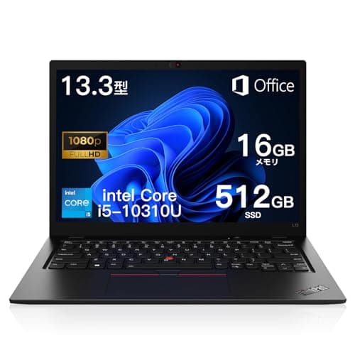 【整備済み品】 レノボノートパソコンThinkPad L13 office搭载 windows11,【爆速メモリ16GB】Core i5第10世代13.3インチ(1920*1080)中古ノートPC,SSD512GB/軽量1.38kg/パソコン/日本語キーボード/WIFI/HDMI/USB3.1