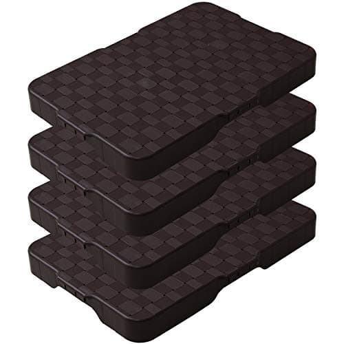 山善(YAMAZEN) 家庭用平台車 28.5×41cm【4台組お得セット】耐荷重50kg 軽量0.8kg 連結機能 エラストマーキャスター 台車 平台車 コンパクト 軽量 ダークブラウン HCL-E38(DB)E*4