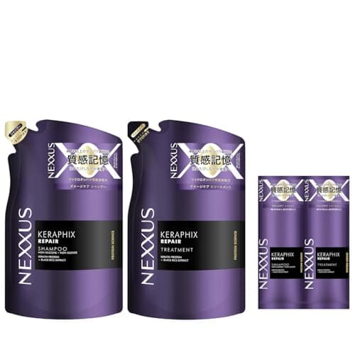 【セット】NEXXUS(ネクサス) ケラフィックスリペア シャンプー+コンディショナー(トリートメント) 詰め替えペア 各320g おまけ付き