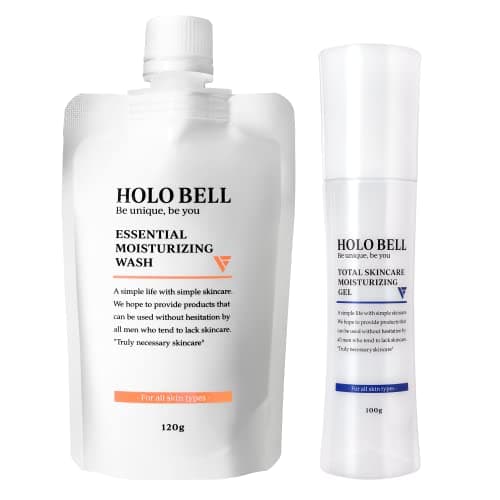 HOLO BELL 高保湿 メンズ 2点セット オールインワン 洗顔料 フォーム ホロベル トータルスキンケア保湿ジェル 100g エッセンシャル保湿ウォッシュ 120g