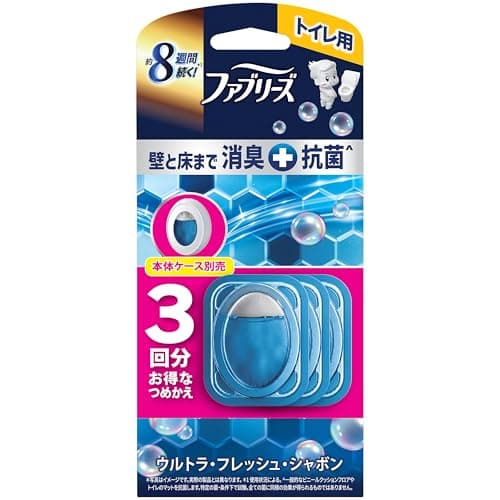 ファブリーズ 消臭芳香剤 トイレ用 壁と床まで消臭+抗菌 ウルトラ・フレッシュ・シャボン 詰め替えパック 6.3mL×3個