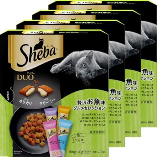 シーバ デュオ 成猫 贅沢お魚グルメセレクション 200g(20g×10袋)×4箱 ドライフード おやつ カリカリ 総合栄養食 キャットフード 小分け