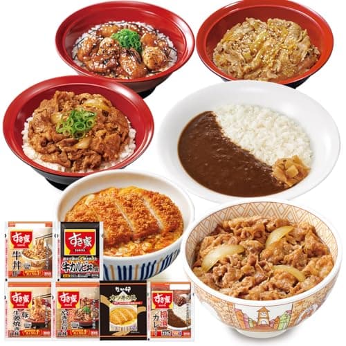 すき家 なか卯 食べ比べセット6種15食 【牛丼×牛カルビ丼×豚生姜焼き丼×炭火やきとり丼×横濱カレー×カツ丼】【どんぶり/おかず】 (冷凍食品 レンジか湯せんで簡単調理)