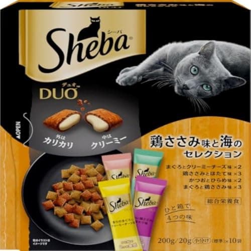シーバ デュオ 成猫用 鶏ささみ味と海のセレクション 200g×12箱 ドライフード おやつ カリカリ 総合栄養食 キャットフード 小分け