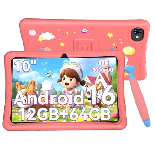 【Android16 キッズタブレット 2026最新】TABWEE K10 キッズタブレット10インチ Wi-Fiモデル、キッズスペース&YouTube Kids 対応&iKids対応、アンドロイド16、12GB+64GB+2TB TF拡張、USB充電 5G WiFi 、子供用 知育アプリ使い放題、利用時間制限、軽量EVAケース付き 落下防止、タッチペン付き、プレゼント 日本語説明書付 Pink