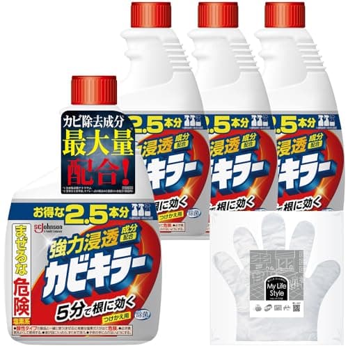 カビキラー カビ取り 特大サイズ 付け替え用 1000g×4本 手袋つき 洗浄剤 お風呂 掃除 詰め替え 除菌 スプレー 浴槽 まとめ買い