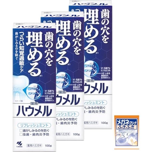 【Amazon.co.jp限定】【まとめ買い】 ハウメル 知覚過敏 ケア 薬用ハミガキ 100g×3個 おまけ付き 歯の穴を埋める 【医薬部外品】
