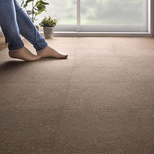 【日本製 撥水 消臭 洗える】サンコー ずれない タイルカーペット 30×30cm ブラウン 100枚 フラットタイプ おくだけ吸着 ジョイントマット KF-16