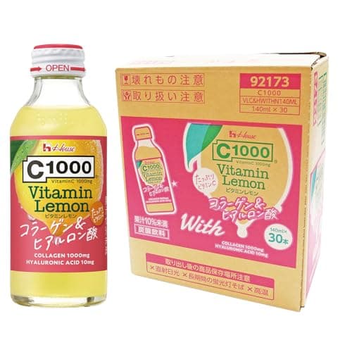 c1000 ビタミンレモン コラーゲン&ヒアルロン酸 With 140ml×30本 ハウスウェルネスフーズ 【Amazon.co.jp 限定】