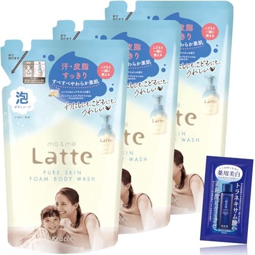 マー&ミー 【ピュアスキン】 親子で使える 泡 ボディソープ 詰め替え 420ml×3 セット おまけ付き | ベビー ソープ ママ キッズ 子供 赤ちゃん ラッテ 石鹸