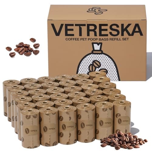 VETRESKA ペット用ウンチ処理袋 犬うんちが臭わない袋 コーヒーの香り 大容量540枚入 詰め替え ロール 生分解性 極厚ゴミ袋 漏れ防止 防臭袋 猫 トイレ 袋 臭いが漏れ防止 猫砂用 サニタリー 袋 お出かけの携帯ゴミ袋 マナー袋 車内用 犬用 猫砂用 防臭袋 香り付き べトレスカ(36ロール)