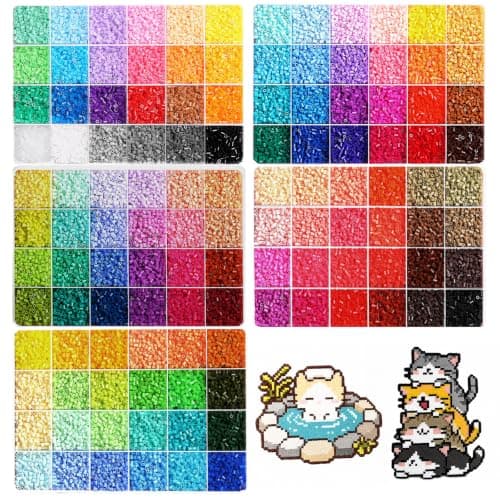 アイロンビーズ 2.6mm 120色セット 約60,000粒 5箱×24色ケース 大容量 ナノアイロンビーズ ミニサイズ パーラービーズ 透明収納ケース付き DIY手芸 作成キット 誕生日プレゼント ハンドメイド (配色1~5)